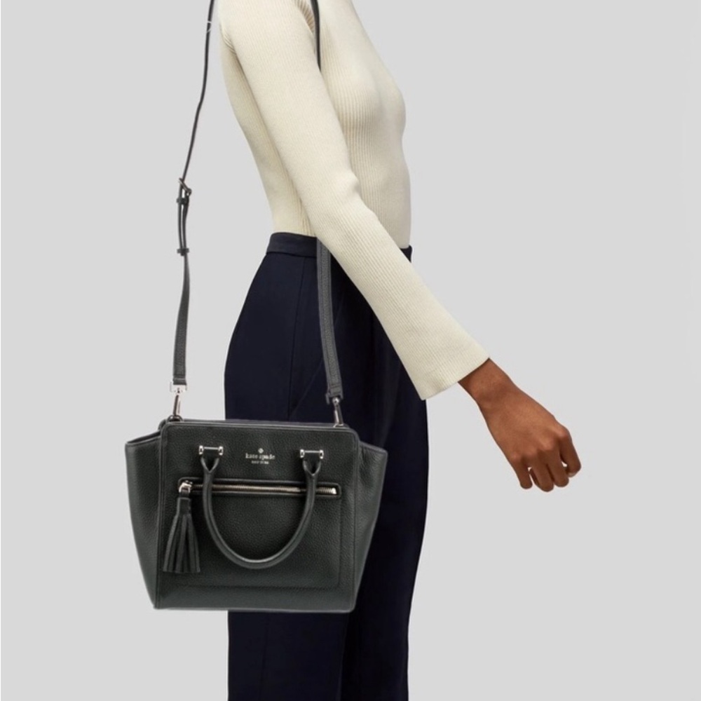 Kate Spade Chester Street Allyn Black Pebbled Leather Satchel Handbag Purse